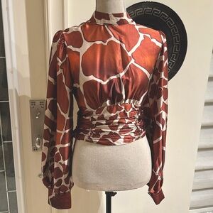 Long sleeve high neck top with open back